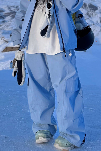 XwXwSeui Womens and Mens Solid Baggy 3L Zipper Snowboarding Trousers