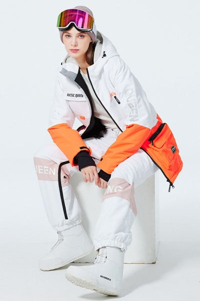 XwXwSeui Men Women Windproof Insulated Snow Suits-White Series