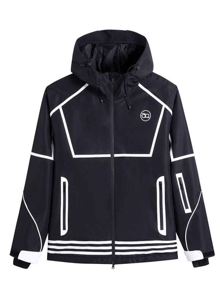 XwXwSeui Men Women Lines Hooded Snow Jacket