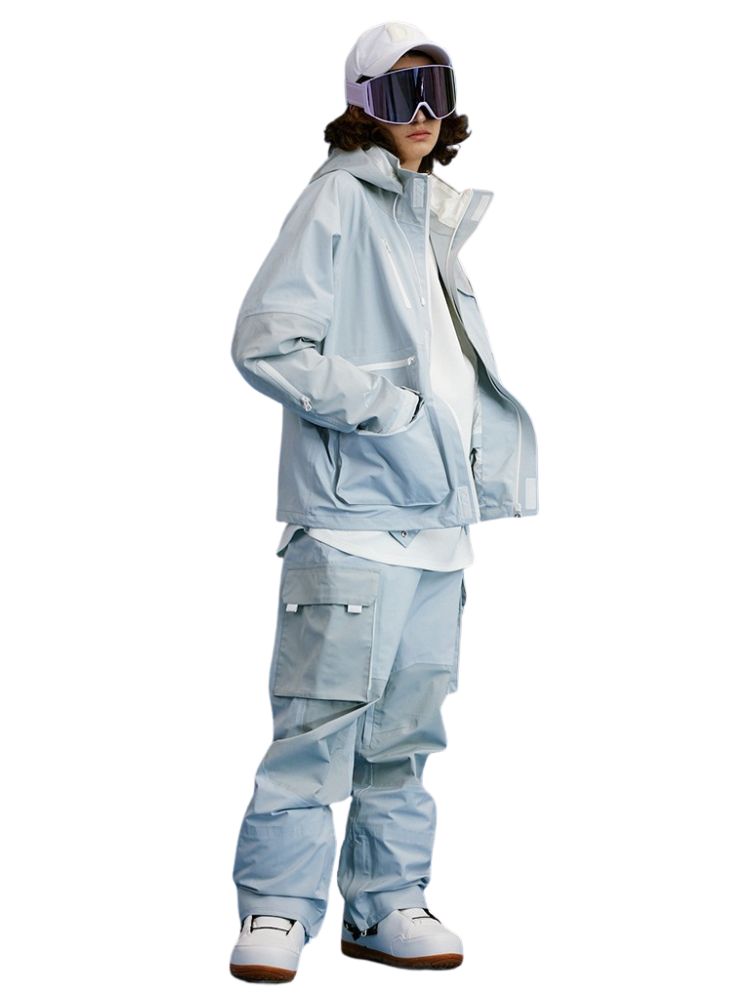 XwXwSeui Men Women 3L Blue Shell Snow Suits