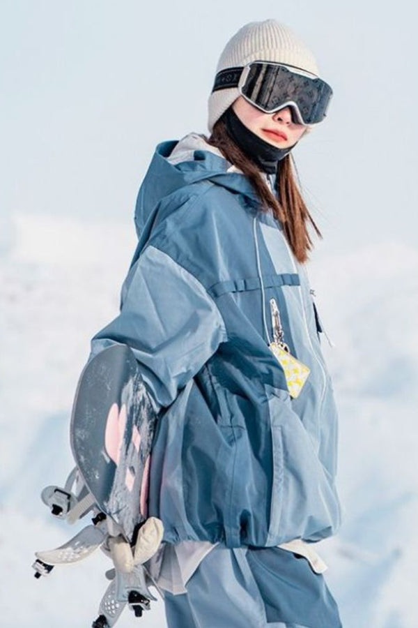 XwXwSeui Men Women 3L Colorblock Hooded Snow Jacket