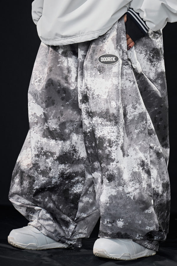 XwXwSeui Men and Women Insulated 3L Print Waterproof Baggy Snowboarding Pants