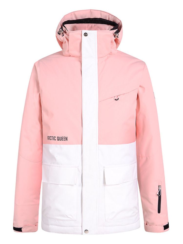 XwXwSeui Men Women Colorblock Hooded Snow Jacket