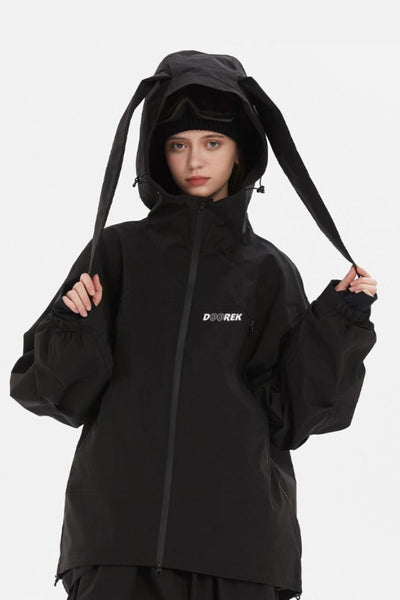 XwXwSeui Men Women Cotton Cute Rabbit Ears Insulated Snow Jacket