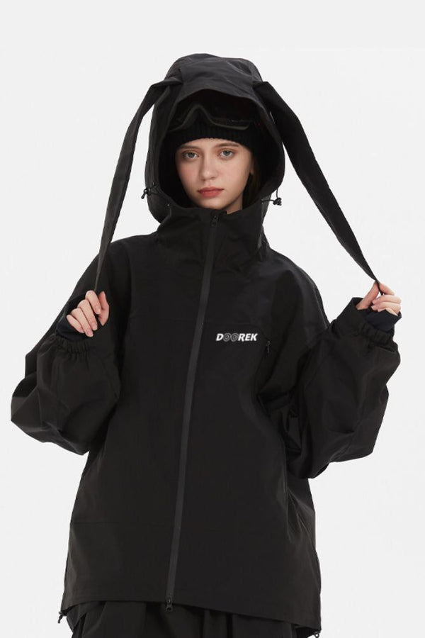 XwXwSeui Men Women Cotton Cute Rabbit Ears Insulated Snow Jacket