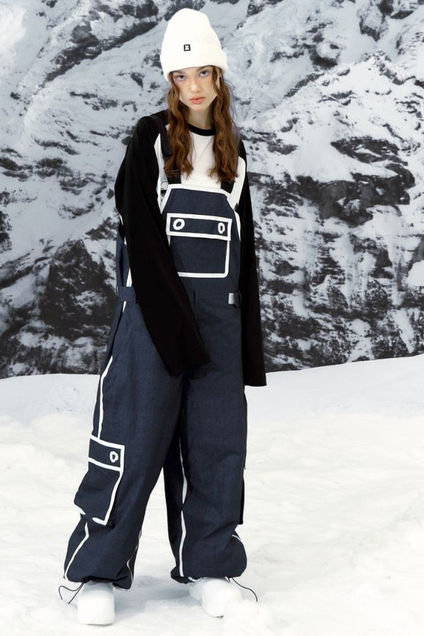 XwXwSeui Men Women Baggy Graffiti Snow Bibs