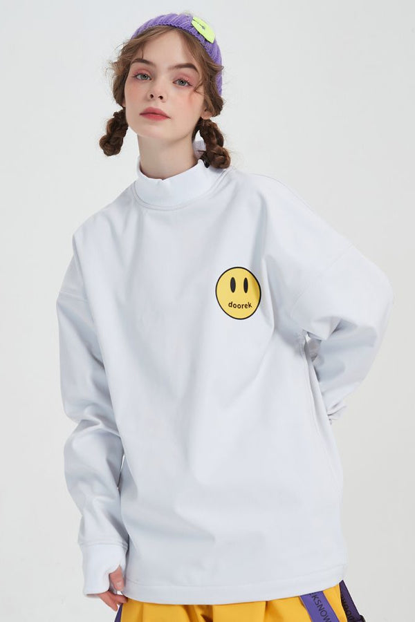 XwXwSeui Men Women Smily Pullover High Collar Fleeced Ski Sweatshirt