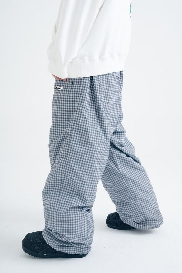 XwXwSeui Women Men Plaid Waterproof Breathable Fashion Snow Pants