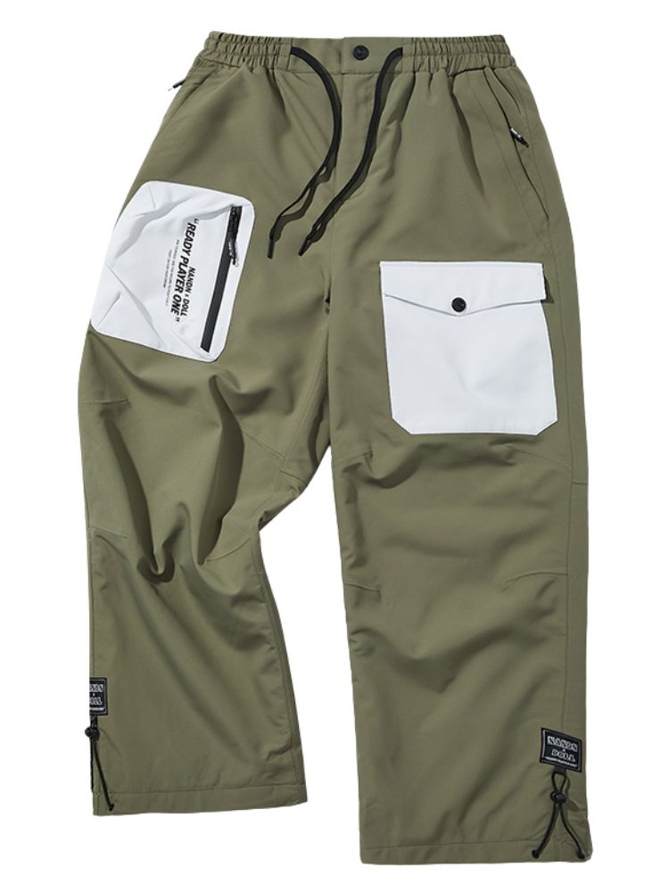 XwXwSeui Men Women Loose Colorblock Ski Pants