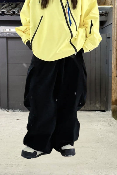 Hellystudio Diagonal Zipper Chic Shell Snowboarding Pants for Unisex