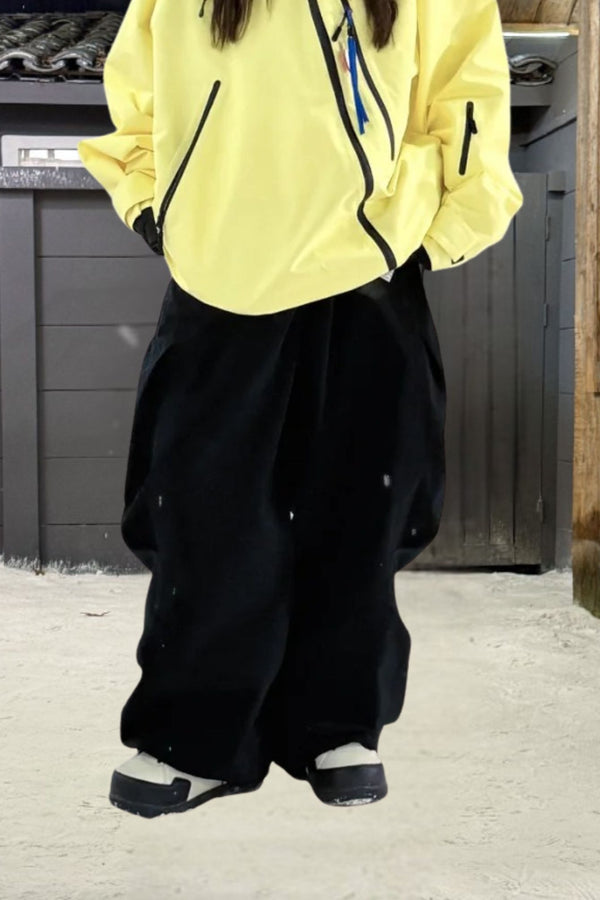 Hellystudio Diagonal Zipper Chic Shell Snowboarding Pants for Unisex