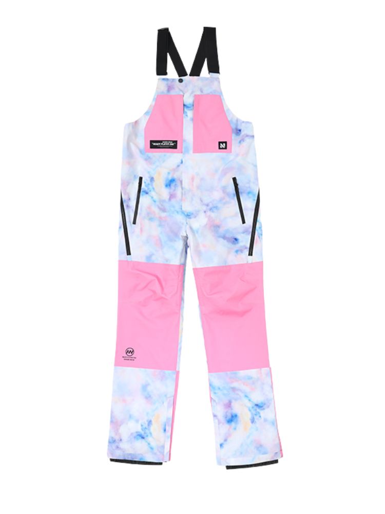 XwXwSeui Men WomenInsulated Loose Colorblock Snow Bibs