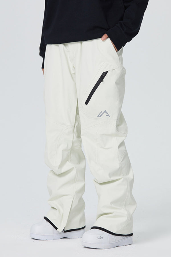 XwXwSeui Men and Women Shell Outdoor Workwear Cold Diagonal Zipper Snow Pants