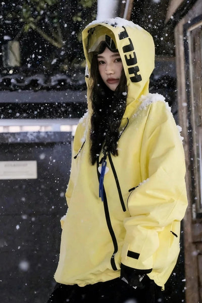 Hellystudio Diagonal Zipper Chic Shell Ski Jacket for Unisex