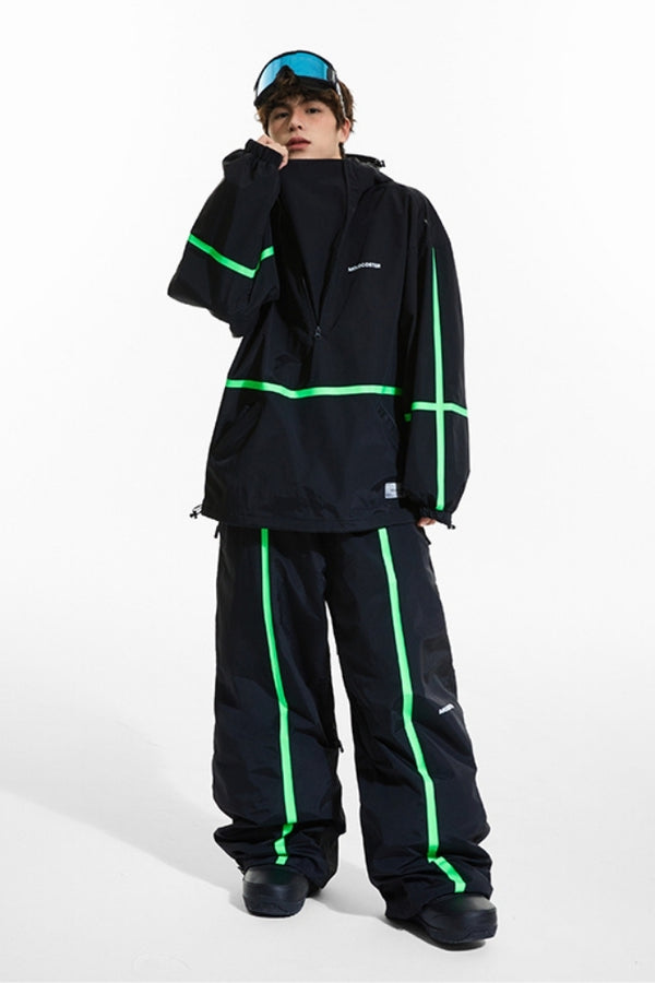 XwXwSeui Men Women Stripe Loose Fleece Ski Suits