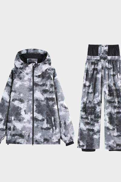 XwXwSeui Women and Men Insulated 3L Retro Print Breathproof Snow Suits