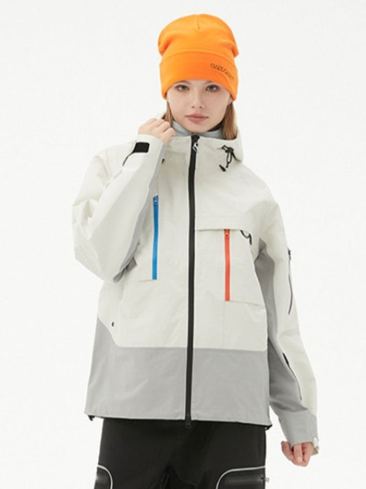 XwXwSeui Men Women 3L Color Zipper Hooded Snow Jacket