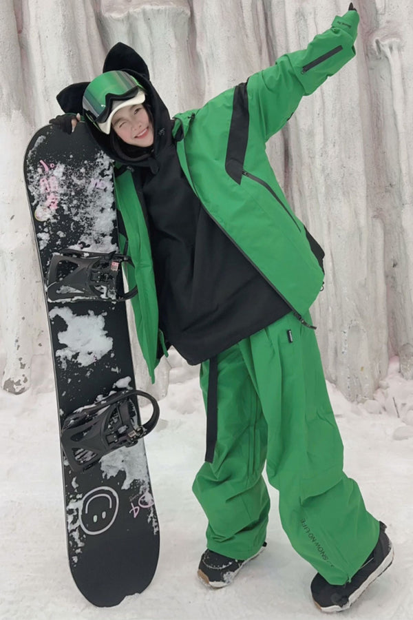 XwXwSeui Women Men Insulated 3L Loose Outdoor Waterproof Chic Snow Suits