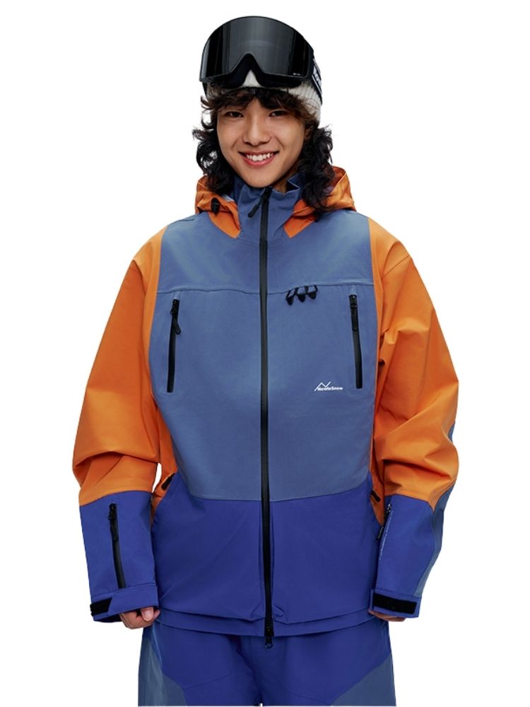 XwXwSeui Men Women Colorblock Shell Snow Jacket