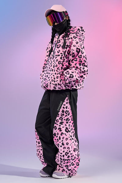 Doorek Pink Leopard Baggy Ski Suits for Men Women