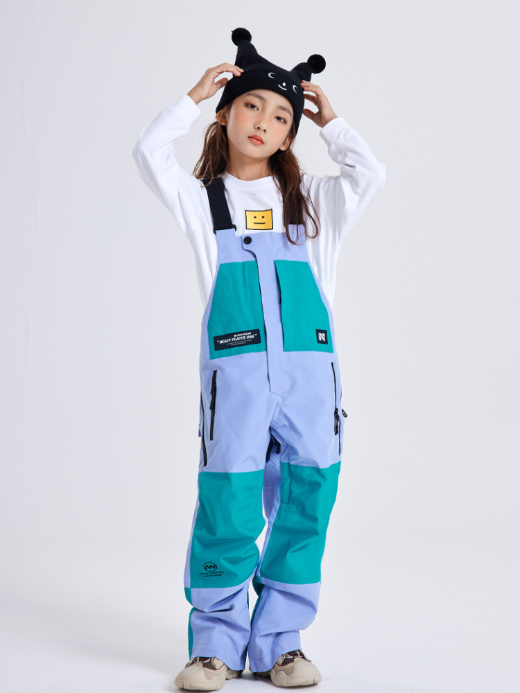 XwXwSeui Kids Colorblock Outdoor Snow Bibs