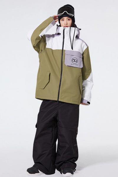 XwXwSeui Women and Men Insulated Hooded Double-zip Colorblock Skiing Suits