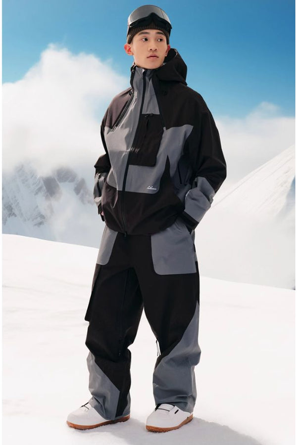 XwXwSeui Men Women 3L Colorblock Hooded Snow Suits