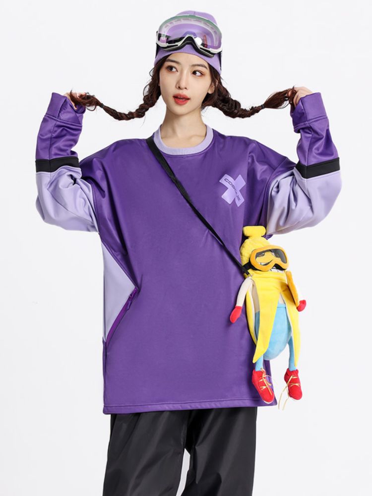 XwXwSeui Men Women Colorblock Hip-hop Ski Sweatshirt