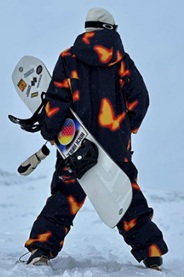 XwXwSeui Men Women Flame Butterfly Baggy Ski Pants