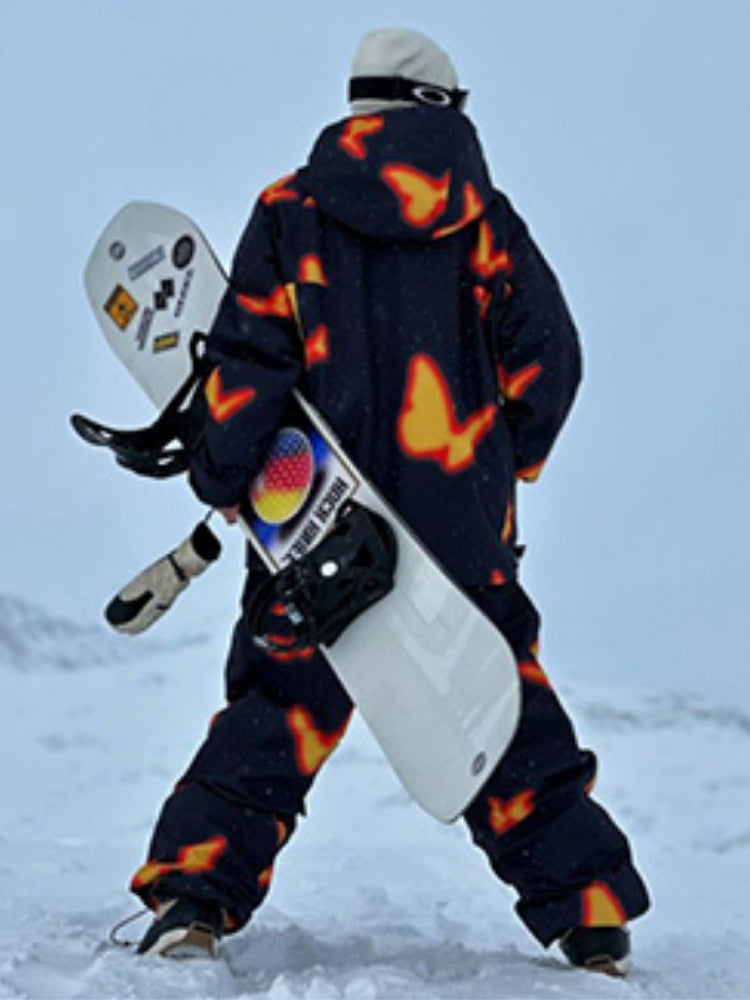 XwXwSeui Men Women Flame Butterfly Baggy Ski Pants