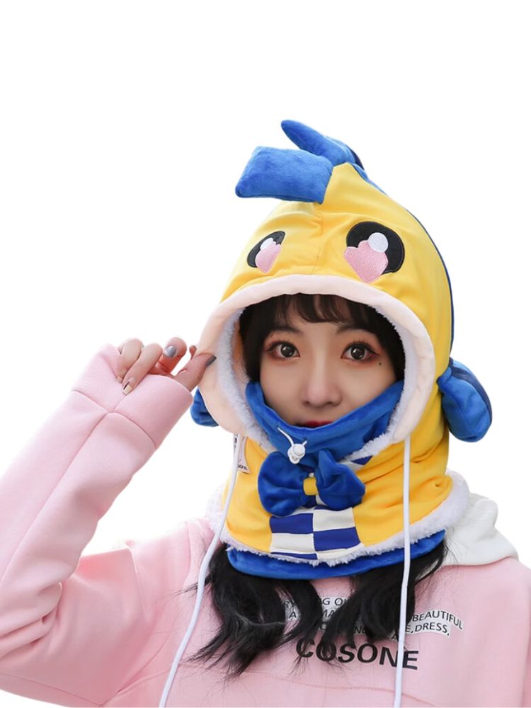 XwXwSeui Men Women Catoon Rabbit Snow Helmet Hood