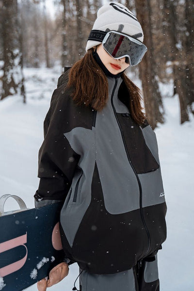 XwXwSeui Men Women 3L Colorblock Shell Snow Jacket