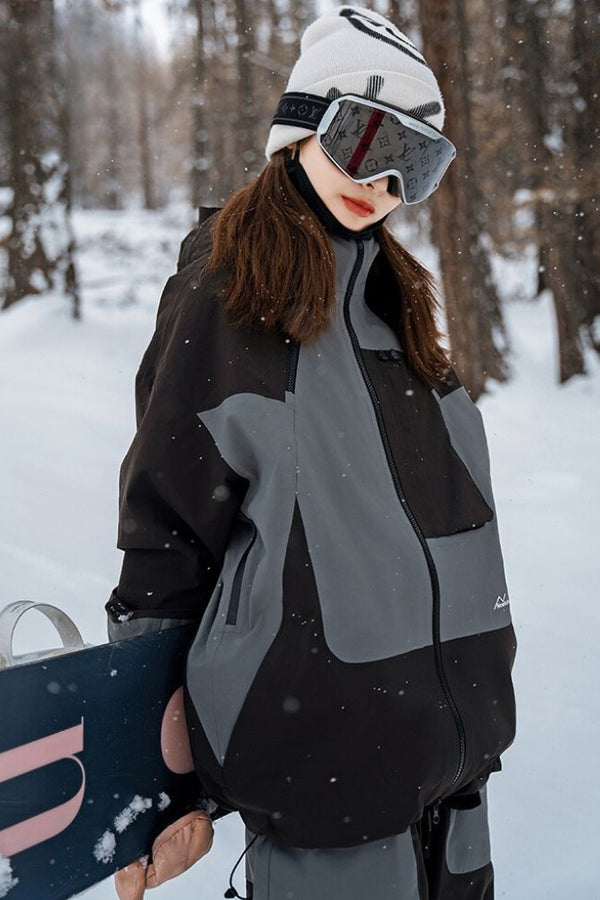 XwXwSeui Men Women 3L Colorblock Shell Snow Jacket