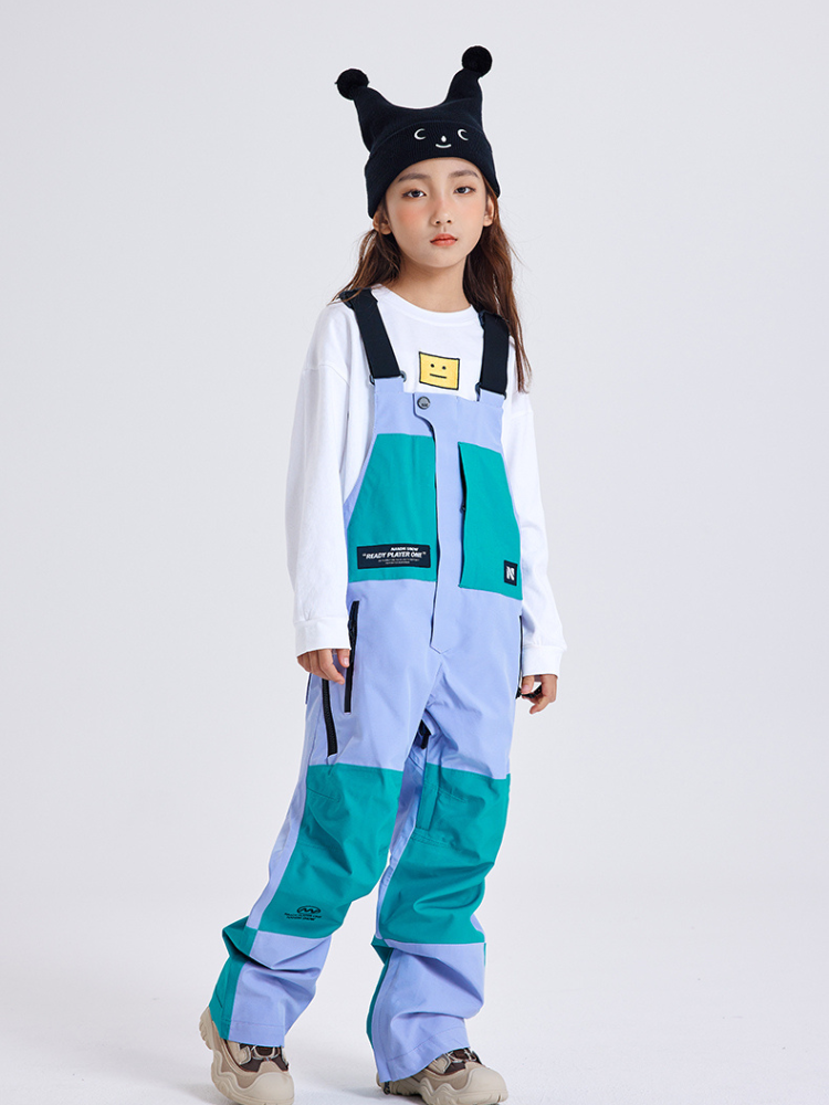 XwXwSeui Kids Colorblock Outdoor Snow Bibs