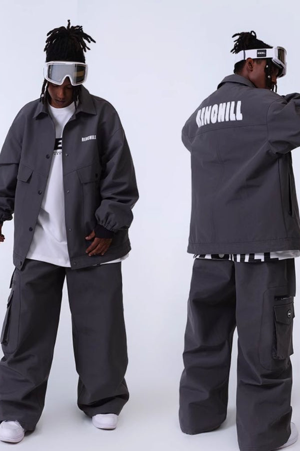 XwXwSeui Men's Women's Waterproof Single Double Board Loose Hip-Hop Fashion Ski Suits