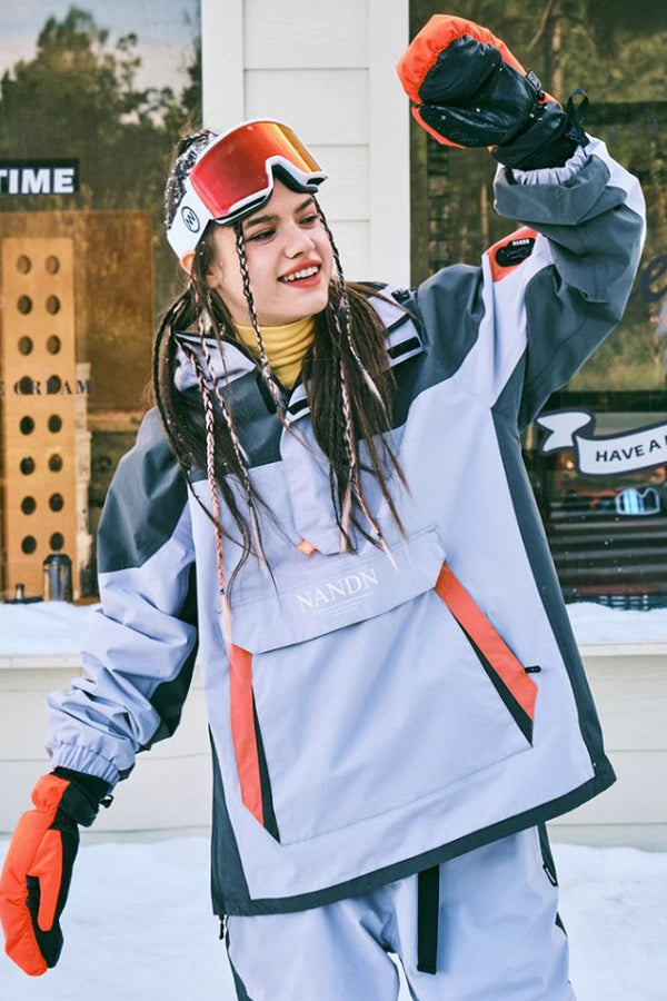 XwXwSeui Men Women Insulated Half-zip Hooded Snow Jacket