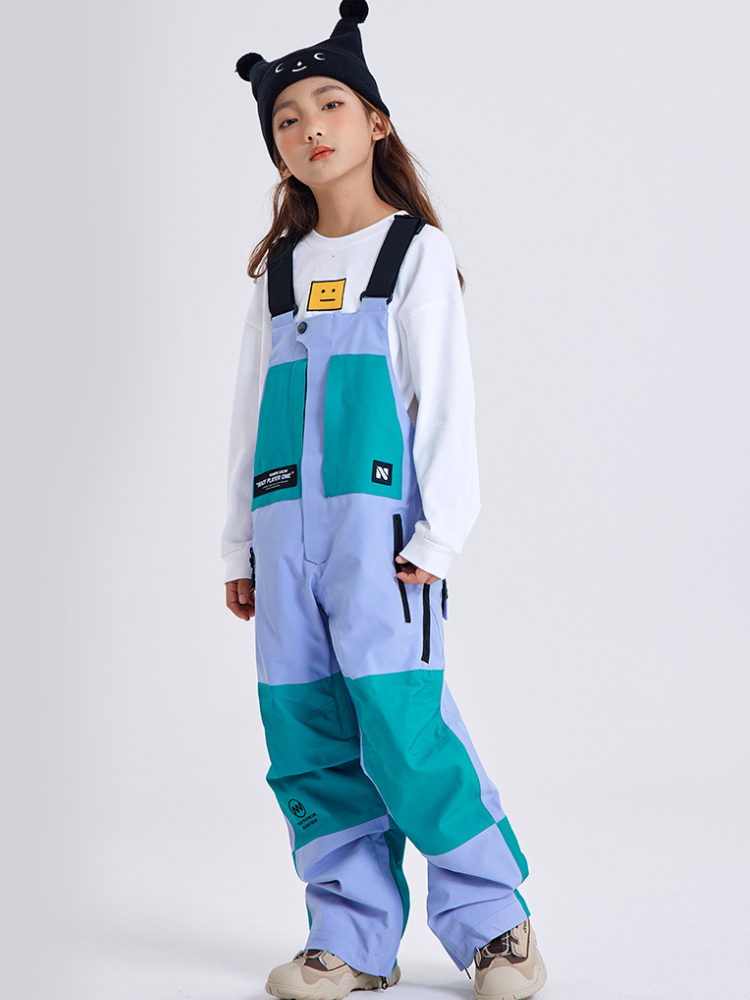 XwXwSeui Kids Colorblock Outdoor Snow Bibs