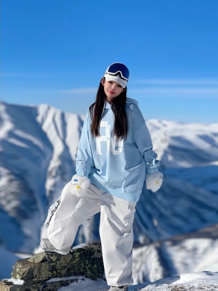 XwXwSeui Women Men Loose Single Board Double Board Are Trendy Ski Suits