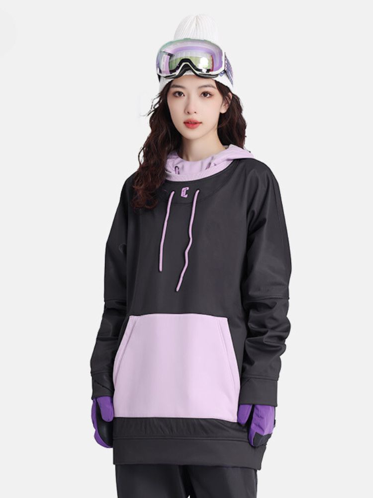 XwXwSeui Men Women Colorblock Hooded Ski Sweatshirt