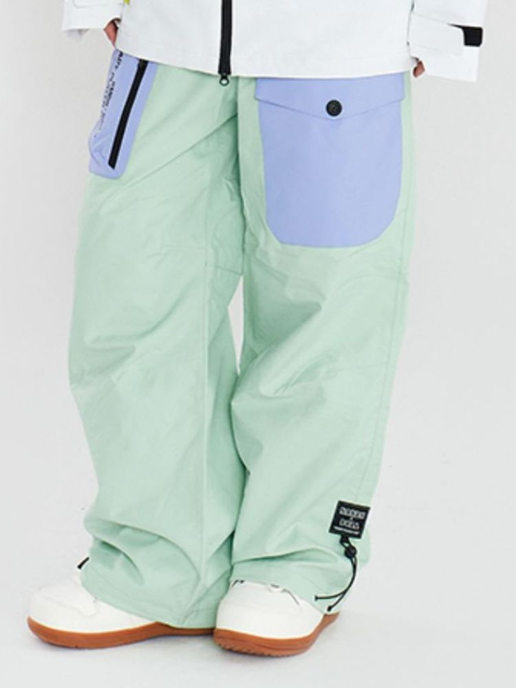 XwXwSeui Men Women Loose Colorblock Ski Pants