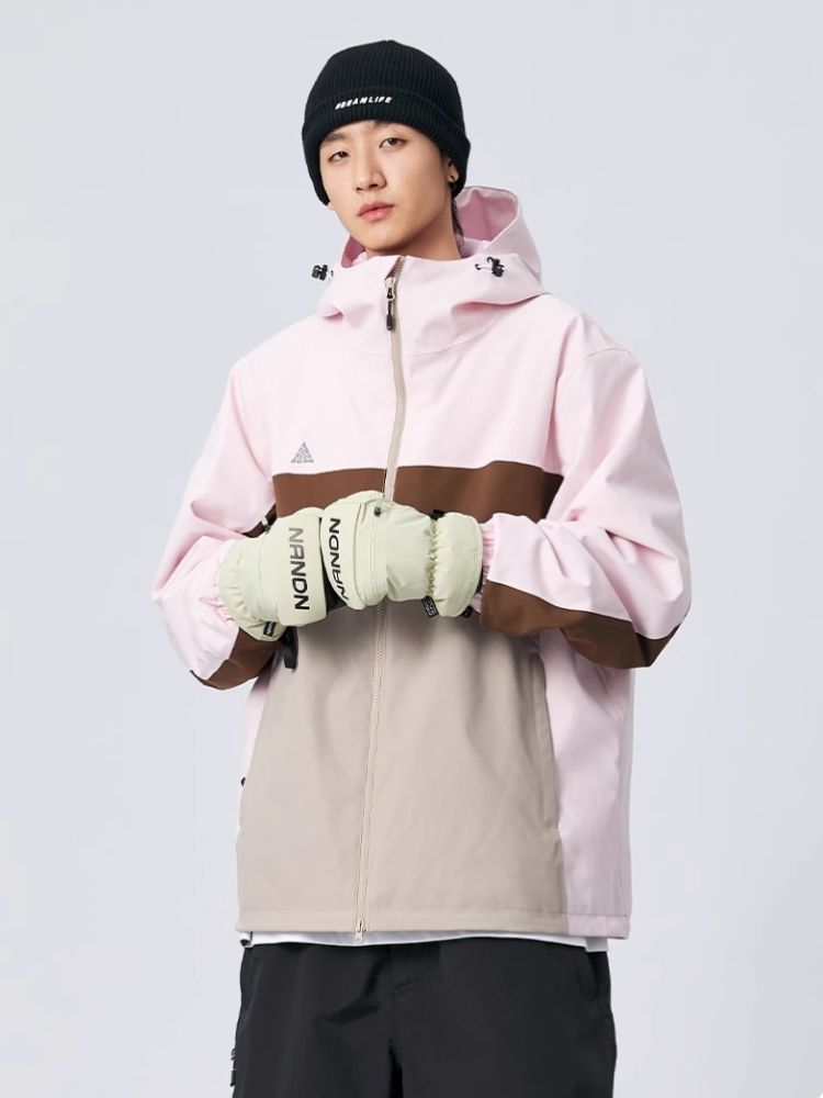 XwXwSeui Men Women Colorblock Loose Snow Jacket