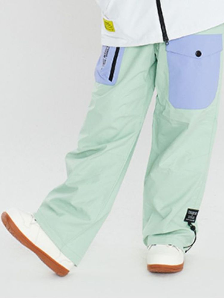 XwXwSeui Men Women Loose Colorblock Ski Pants