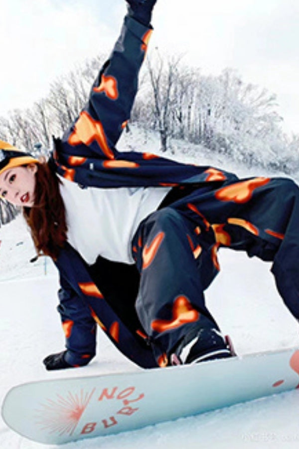 XwXwSeui Men Women Flame Butterfly Insulated Ski Suits