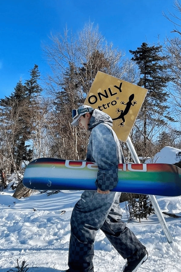 XwXwSeui Men Women 3L Gradient Grid Hooded Ski Suits