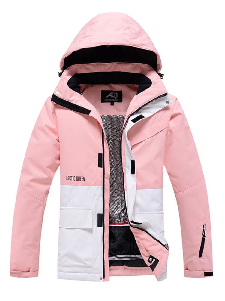 XwXwSeui Men Women Colorblock Hooded Snow Jacket