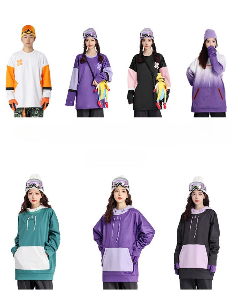 XwXwSeui Men Women Colorblock Hip-hop Ski Sweatshirt