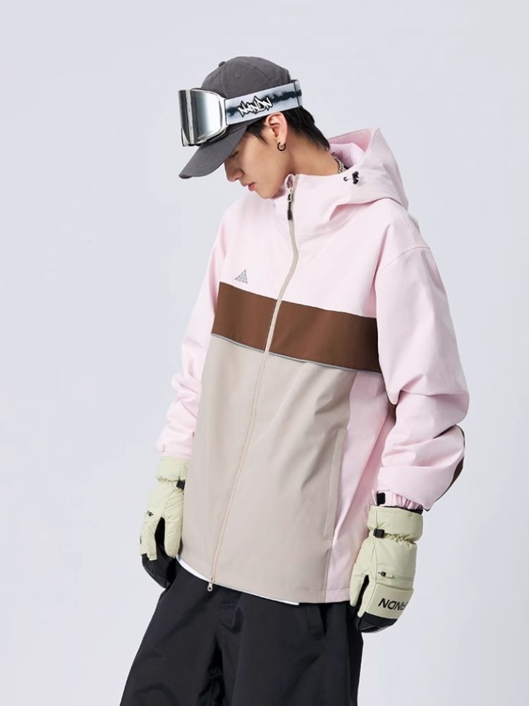 XwXwSeui Men Women Colorblock Loose Snow Jacket