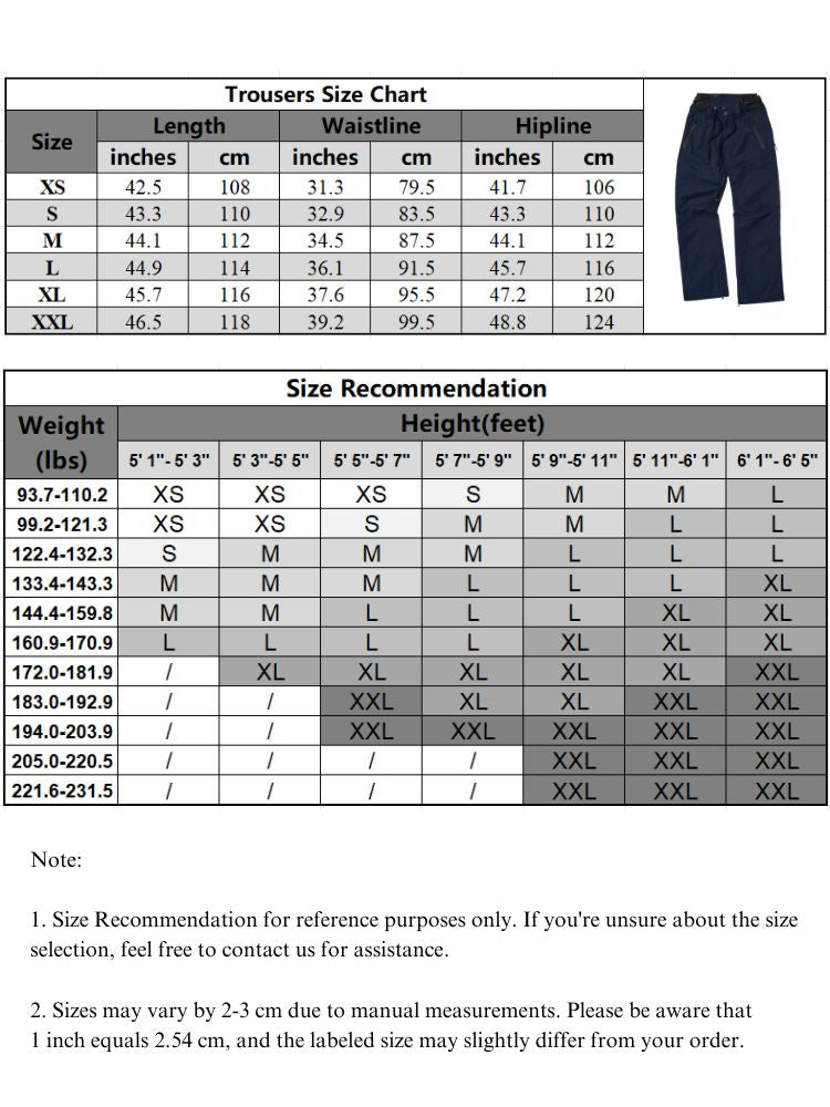 XwXwSeui Men Women Slim Anti-bulge Ski Pants