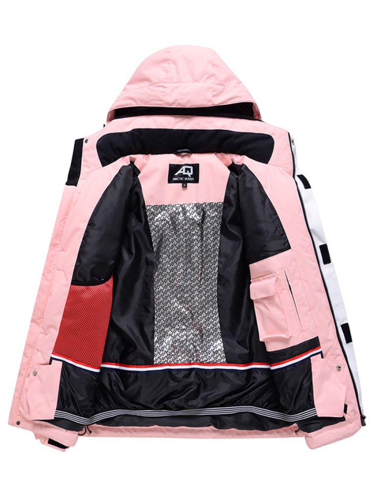 XwXwSeui Men Women Colorblock Hooded Snow Jacket