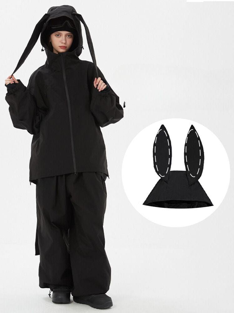 XwXwSeui Men Women 3L Rabbit Ears Outdoor Snow Suits